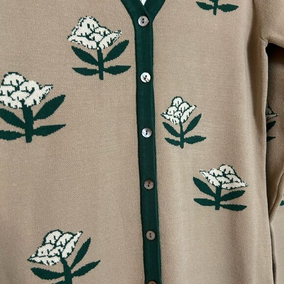 RHODE Avery Floral Button Front Knit Midi Sweater Dress Size XL - Picture 4 of 11